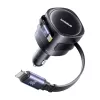 Car Charger Baseus Enjoyment Max 60W with USB‑C and Lightning cables, dual‑port fast charging