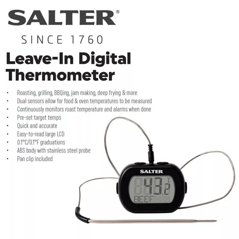 Digital Instant-Read Leave-In Thermometer Salter 515 BKCR, waterproof, for food