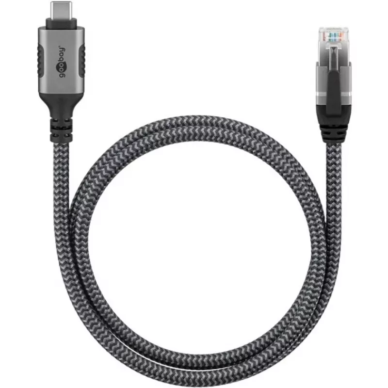 Goobay 70753 USB-C to RJ45 Ethernet CAT 6 Cable for Stable Wired Internet Connection with Router/Modem/Network Switch/Replaces USB to RJ45 Adapter / 1
