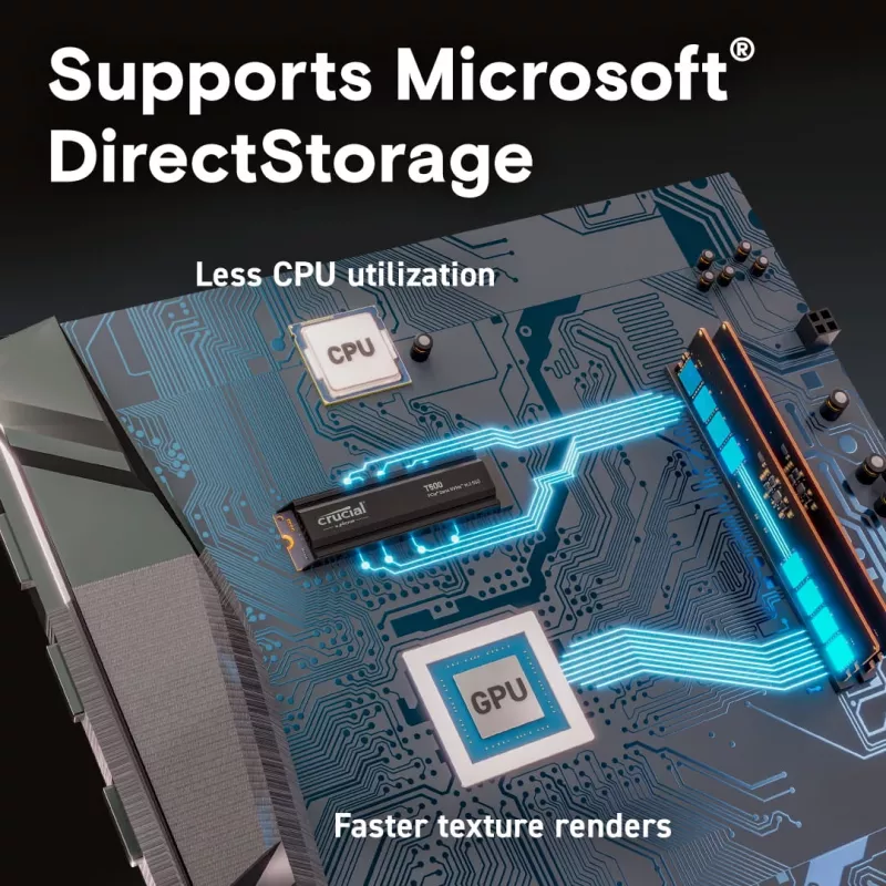 SSD Drive Crucial T500 1TB M.2 NVMe 2280 PCIe 4.0 with heatsink