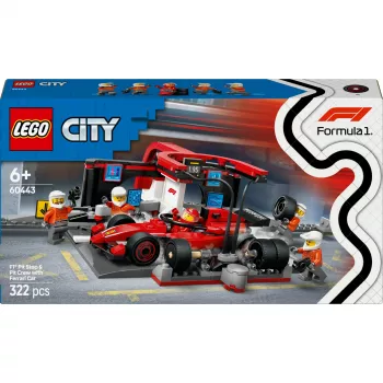 LEGO City F1 Pit Stop set 60443 — Ferrari F1 car, 322 pieces, 5 minifigures, age 6+