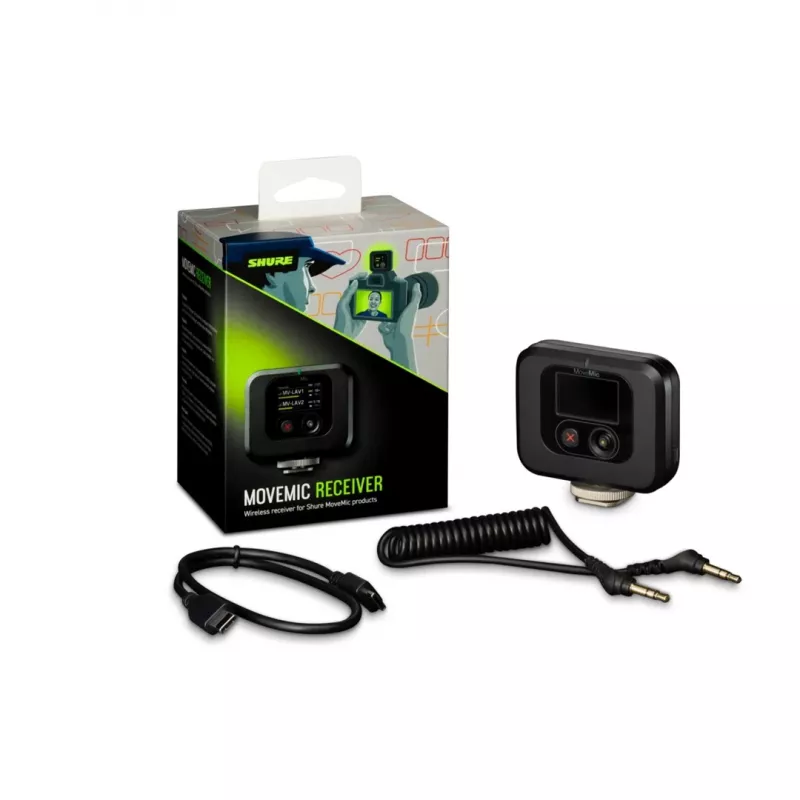 Wireless camera-mount receiver Shure MV-R-Z6 — 50–20000 Hz, 30 m range, 12–15 V, 308×101×38 mm, 0.429 kg, black