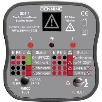 Benning SDT 1 Socket Tester Grounded Plug (020053)