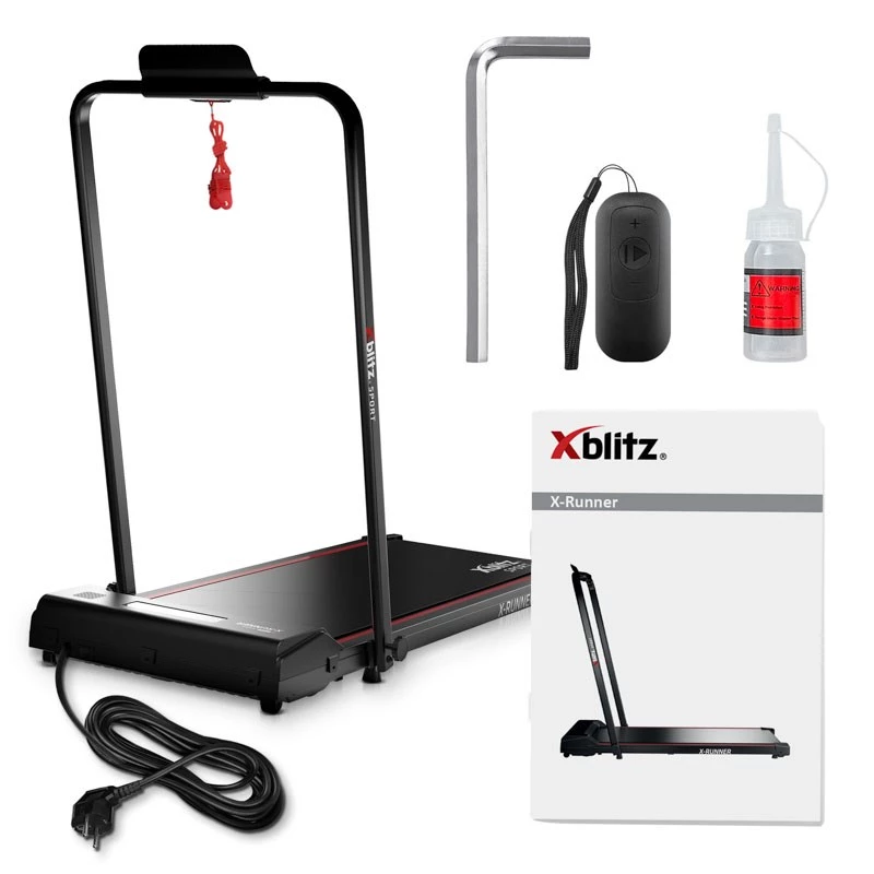 Motorized Treadmill Xblitz X-RUNNER — foldable compact, max speed 12 km/h, max user weight 120 kg, black