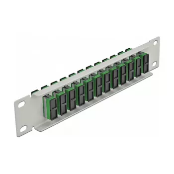 Fiber Optic Patch Panel DeLOCK 10 inch 12 Port SC Duplex Green 1U Grey