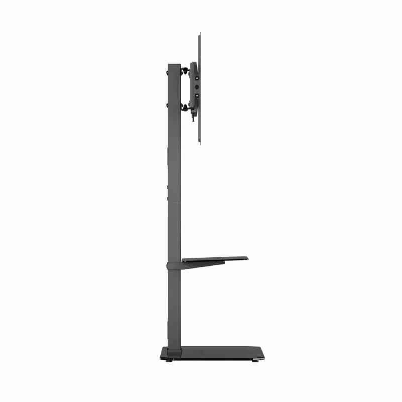 Floor TV stand GEMBIRD TVS-86ST-01 for 43–86 inch TVs, black, tempered glass base, VESA 100x100–600x400, max 60 kg