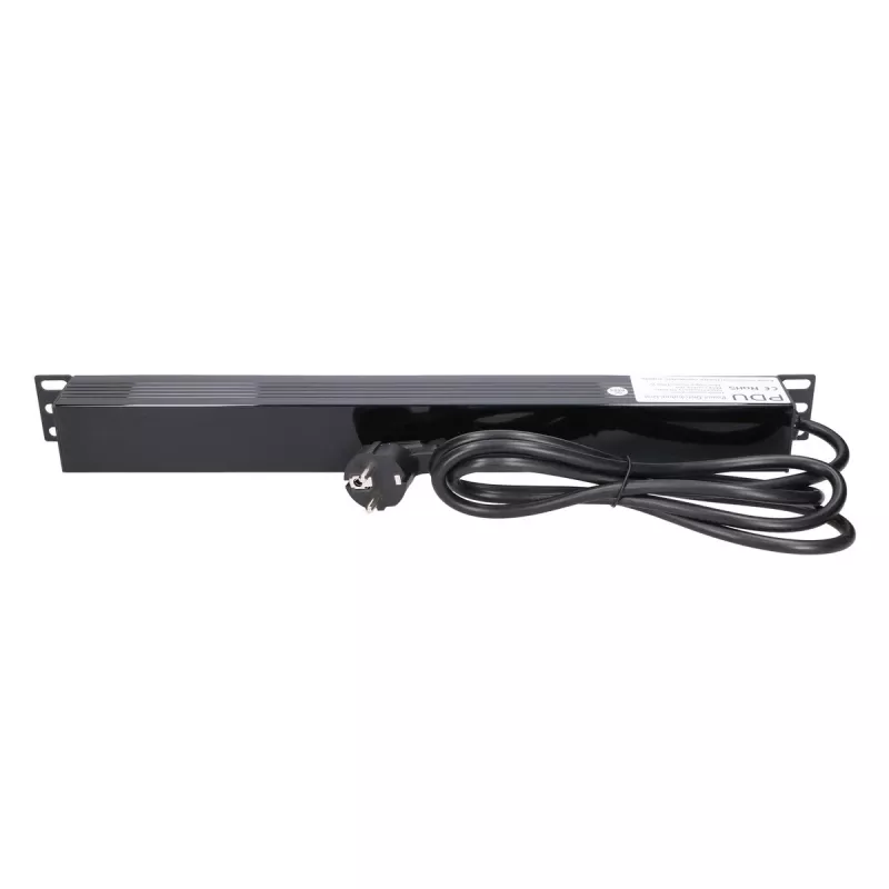 Extralink EXPDU7EU SW 19 inch 1U 7-Outlet EU Power Distribution Unit with Switch, 2m Cable, Black