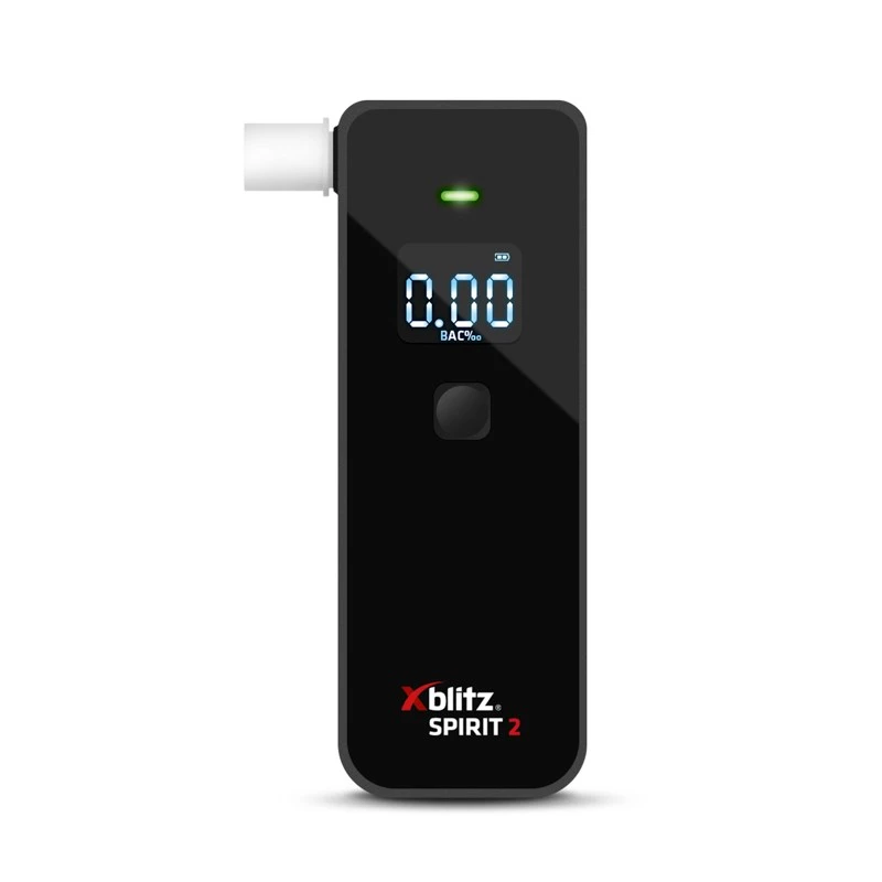 Breathalyzer Xblitz Spirit 2 compact alcohol tester, BAC 0–4%, accuracy 1%, LCD, 111×35×24 mm, 77 g, 2×1.5V batteries, 2 pcs