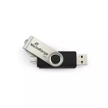 MediaRange MR932 - USB Flash Drive - 32GB - USB2.0 / micro USB - Black/Silver (MR932-2)