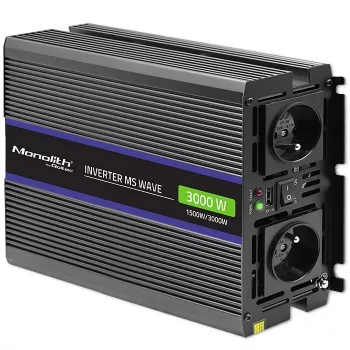 Power inverter QOLTEC Monolith 3000 MS Wave, 12V→230V, 1500/3000W, with USB