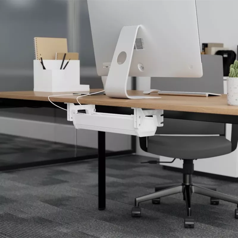 Maclean under-desk cable/extension organizer, max. load 5kg, white, MC-106 W
