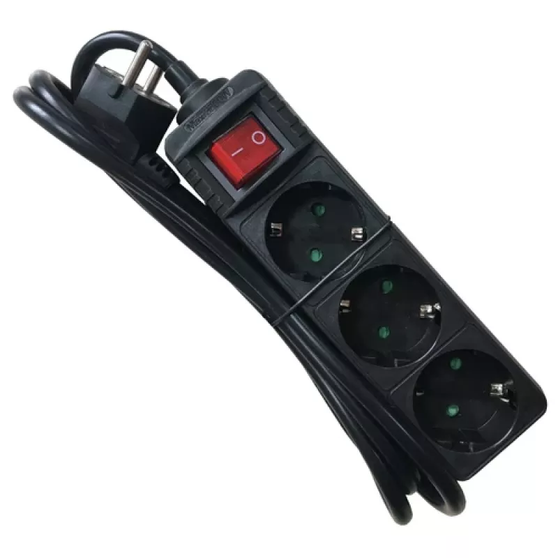 Power Extension M-Cab POW0029 1.5m 3 AC Outlets Indoor Black