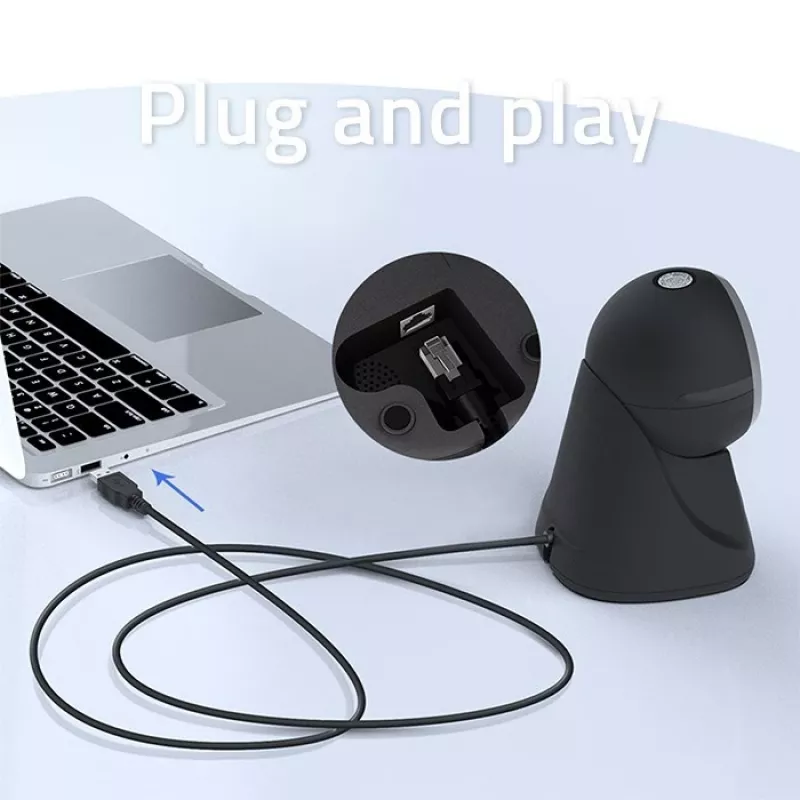 Qoltec Lettore Di Precisione Da Table Di Codici a Barre 1D E Scanner QR 2D, Lettore Codice a Barre, Black