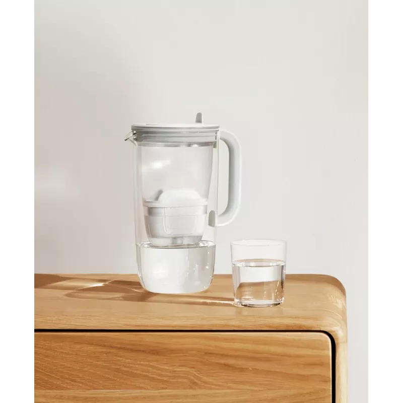 Water filter jug BRITA Glass+1 Maxtra Pro grey, 2.4 L total / 1.5 L filtered, Maxtra Pro PP filter