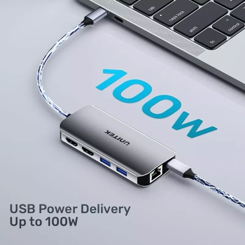 USB-C Hub Unitek D1122A01 with 2x HDMI 4K and 100W Power Delivery