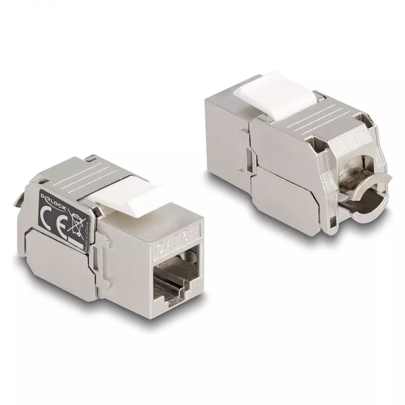 DeLOCK Keystone Module RJ45 jack to LSA Cat.6A with LED Silver White