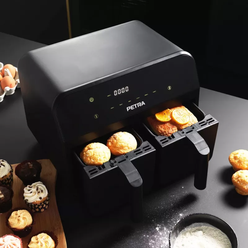 Air Fryer Petra PT4750BLKVDEEU7, Dual‑chamber, 3.7 L capacity, Black