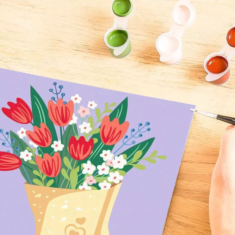 Paint-by-numbers kit Ravensburger CreArt - Tulip bouquet painting, model 25518