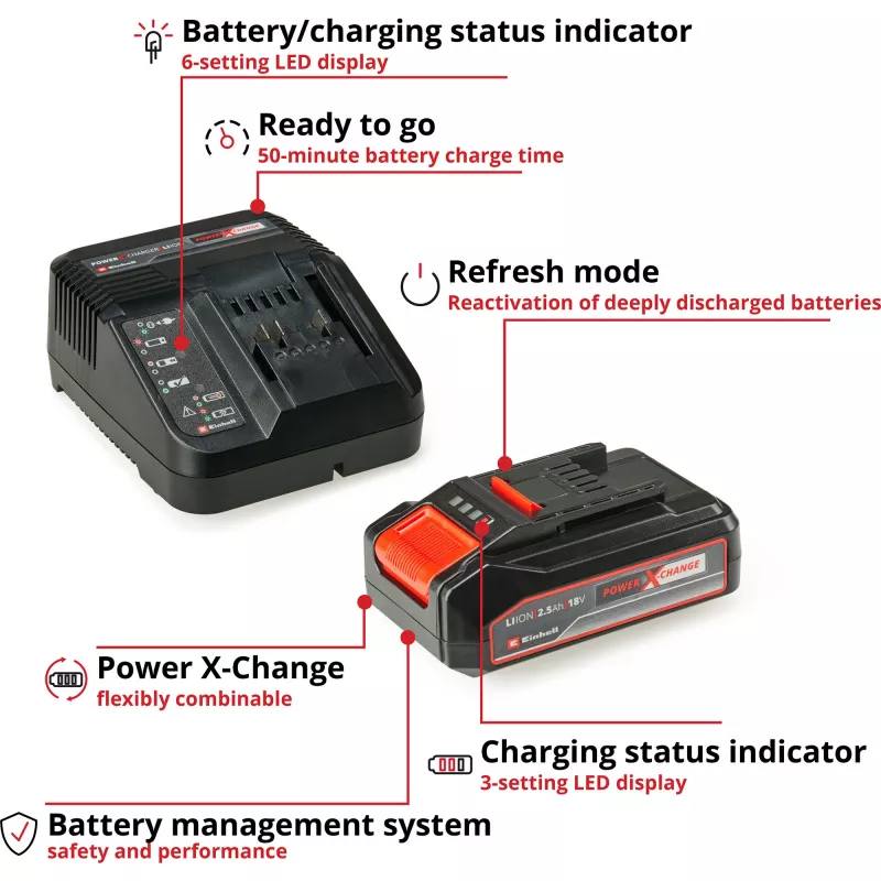 Power X-Change Battery-Jigsaw TE-JS 18/100 Li, 18Volt (Red/black, Lithium-Ion Battery 2,5Ah)