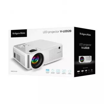Standard throw projector kruger & matz V-LED20 FullHD 1080p 1920x1080, LED, 1.4:1 throw, 15–150 inch screen, Bluetooth, 3W speaker