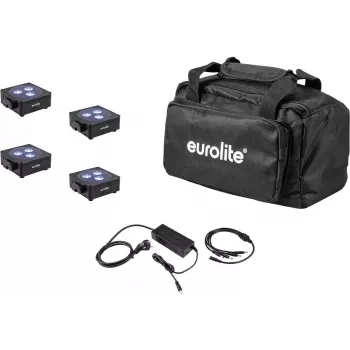 LED Flat Light Set EUROLITE AKKU 3 — 4× battery-powered panels in soft bag