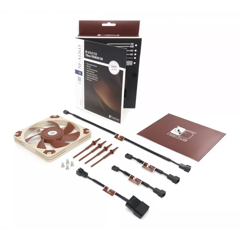 Fan Noctua NF-A12x15 FLX — 120 mm thin 15 mm PC case fan, 12 V, 1850 RPM, 94.2 m³/h, 23.9 dB, 3-pin