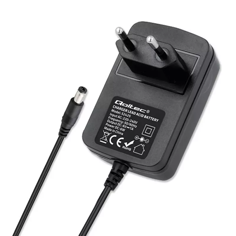 Battery charger QOLTEC Charger AGM GEL STD 6V 1A for 6V lead-acid batteries, AGM and Gel