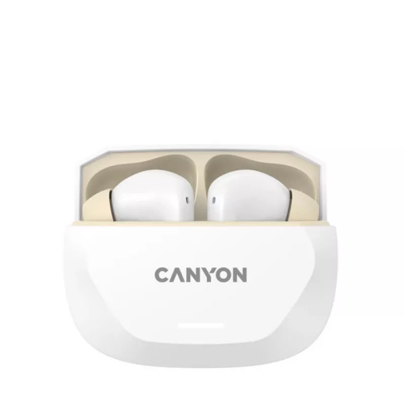 Headphones CANYON HEXAGON 7 TWS ANC+ENC Wireless Charge White Beige