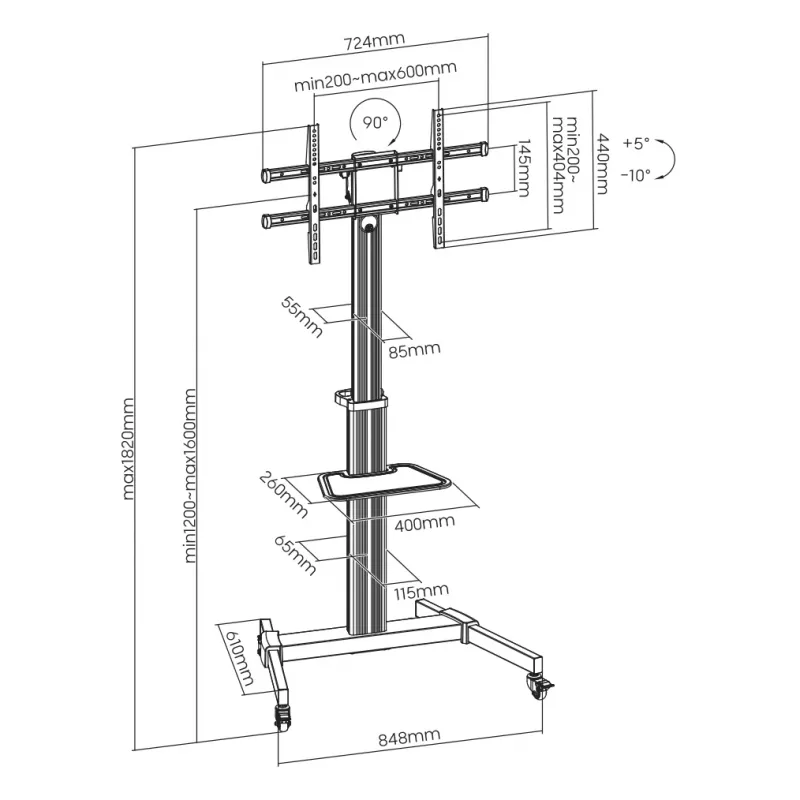 TV wall mount SBOX FS-444 for 37–86 inch TVs, up to 50 kg, VESA up to 600×400