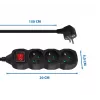 Power extension cord ESPERANZA ELK210K — 1.5 m cable, 3 Type E AC outlets, angled plug, indoor, black