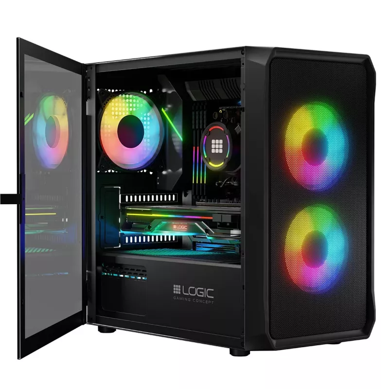 Computer Case Logic Concept Portos Mini ARGB Micro ATX Black