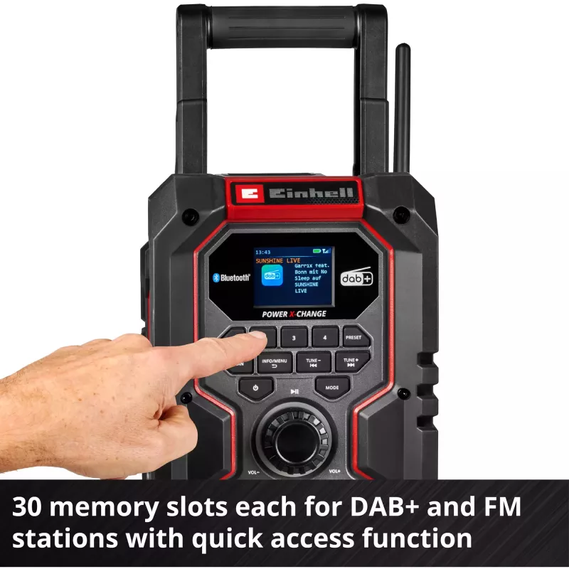 Portable radio EINHELL TE-CR 18 Li DAB+ FM Bluetooth USB, battery-powered (TE-CR 18 Li compatible)