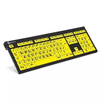 Keyboard Logickeyboard XL Print NERO Office USB QWERTZ German Black Yellow