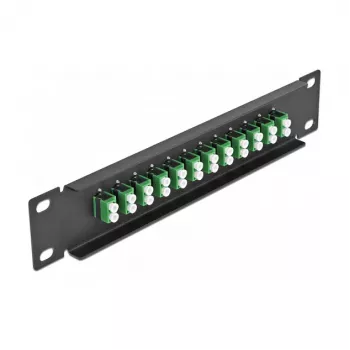 Fiber Optic Patch Panel DeLOCK 10 inch 12 Port LC Duplex green 1U black