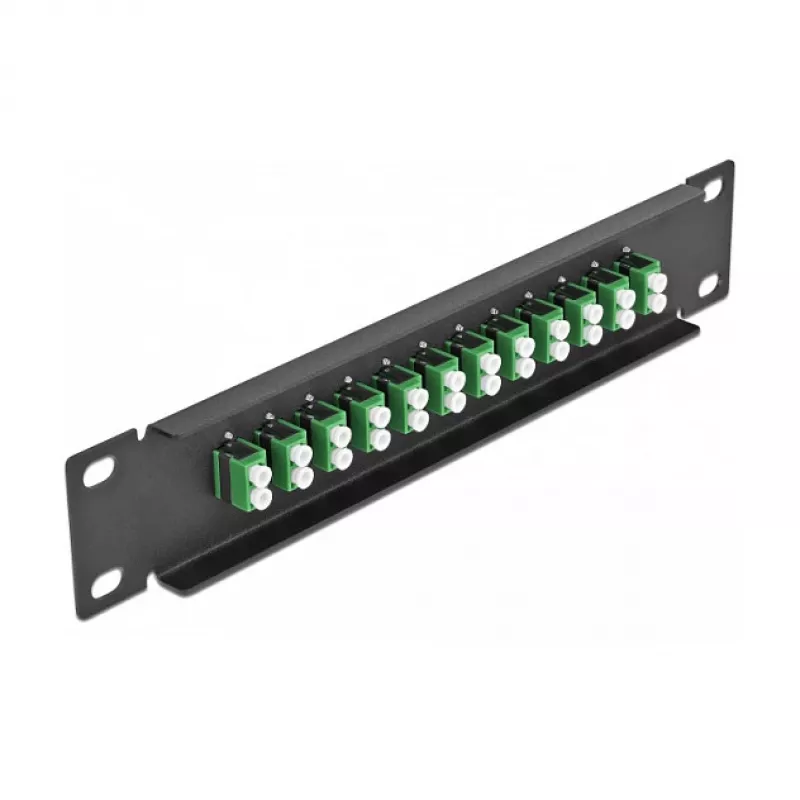 Fiber Optic Patch Panel DeLOCK 10 inch 12 Port LC Duplex green 1U black