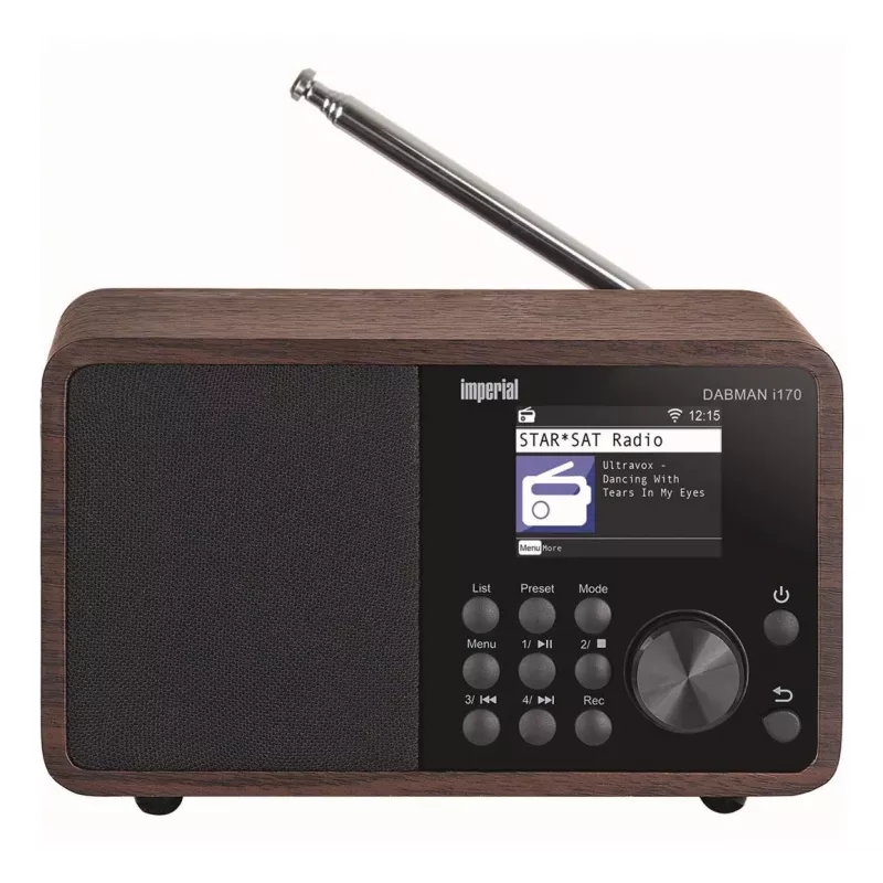Portable DAB+ Radio Imperial DABMAN i170 — FM/DAB+ tuner, 10 W RMS, 2.4 inch display, 3.5 mm, USB-A, black/wood