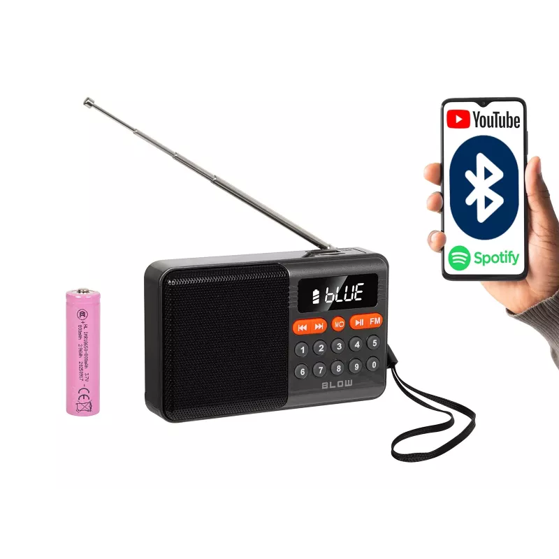 Portable analog AM/FM Bluetooth radio BLOW RA18 with FM tuner and Bluetooth connectivity