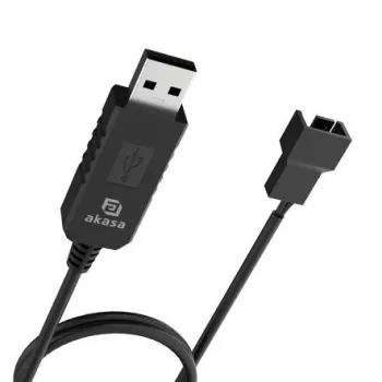 DC step-up voltage converter cable Akasa AK-CBFA10-60BK for USB to 3-pin & 4-pin PC fan, 60 cm