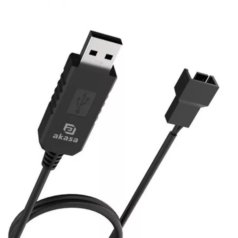 DC step-up voltage converter cable Akasa AK-CBFA10-60BK for USB to 3-pin & 4-pin PC fan, 60 cm