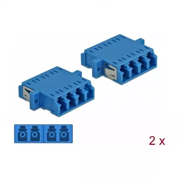 Fibre optic adapter DELOCK LC female to LC female duplex, blue, pack of 2