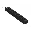 Power strip ActiveJet 6GNU - 3M - C, 6 sockets, Type E, 3 m cable, 10 A, black