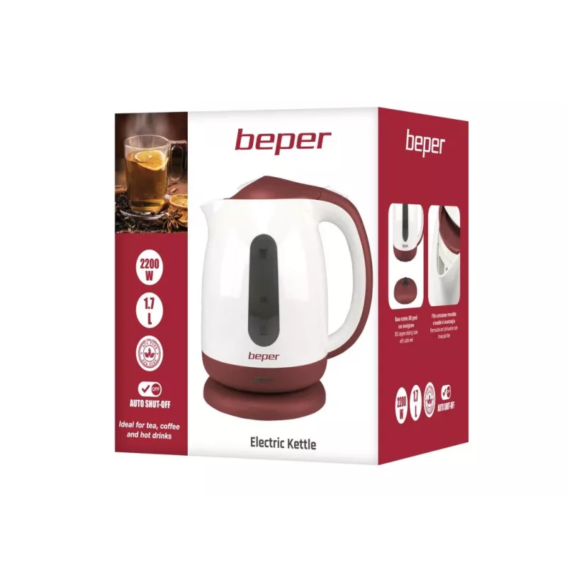 Electric kettle Beper 1.7L 2200W Black