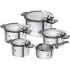 ZWILLING stainless steel pan set SIMPLIFY 5 pcs — dishwasher & oven safe, glass lids, suitable for ceramic hobs