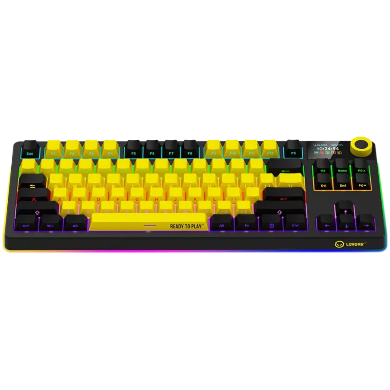 LORGAR KBP70TKLW, Wireless TKL Mechanical Gaming Keyboard Pro, Black/yellow, EN layout