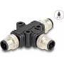Cable splitter DeLOCK M12 T-Splitter A-coded 4 pin 1 x male to 2 x male