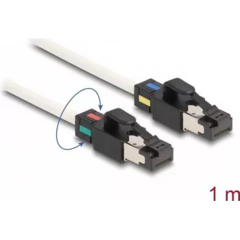 DeLOCK Network Cable RJ45 plug to plug Cat.6A S/FTP 1 m white