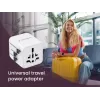Universal travel power adapter GEMBIRD TPA-INT-01-W — input 100–250V, Type G plug, compact dimensions 84×56×85 mm