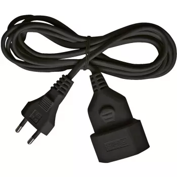 Plastic-Extension Cable for Indoor, 5 Meter (black, Euro-Plug and Coupling)