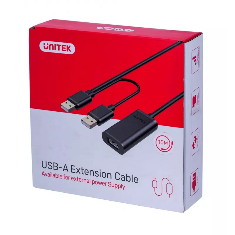 UNITEK Y-278 USB cable USB 2.0 10 m 2 x USB A USB A Black