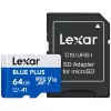MicroSDXC memory card Lexar BLUE PLUS 64 GB UHS‑I 100 MB/s U1 V10 (blue)